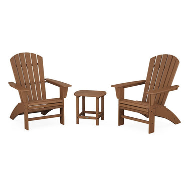 POLYWOOD Nautical 3-Piece Curveback Adirondack Set - Teak